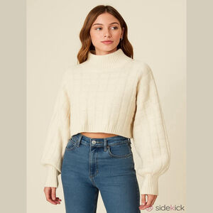 Free People Turtleneck Crop Sweater Large NWT